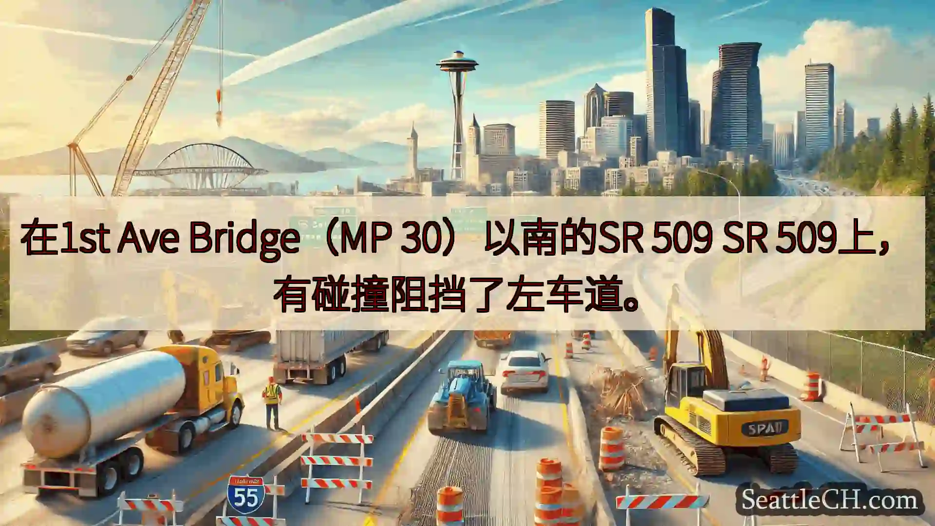 西雅图交通新闻 在1st Ave Bridge（MP 30）以南的SR 509 SR