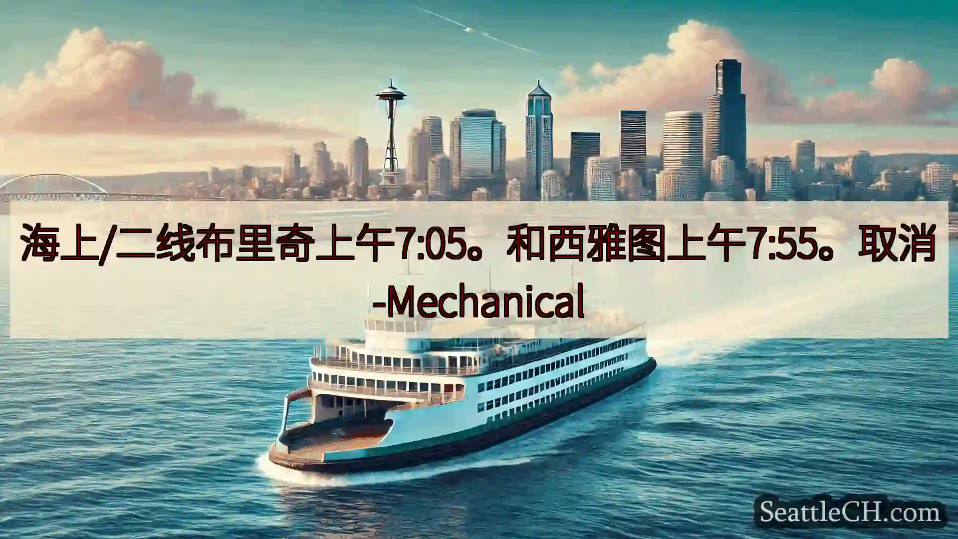 西雅图渡轮新闻 海上/二线布里奇上午7:05。和西雅图上午7:55。取消-Mechan
