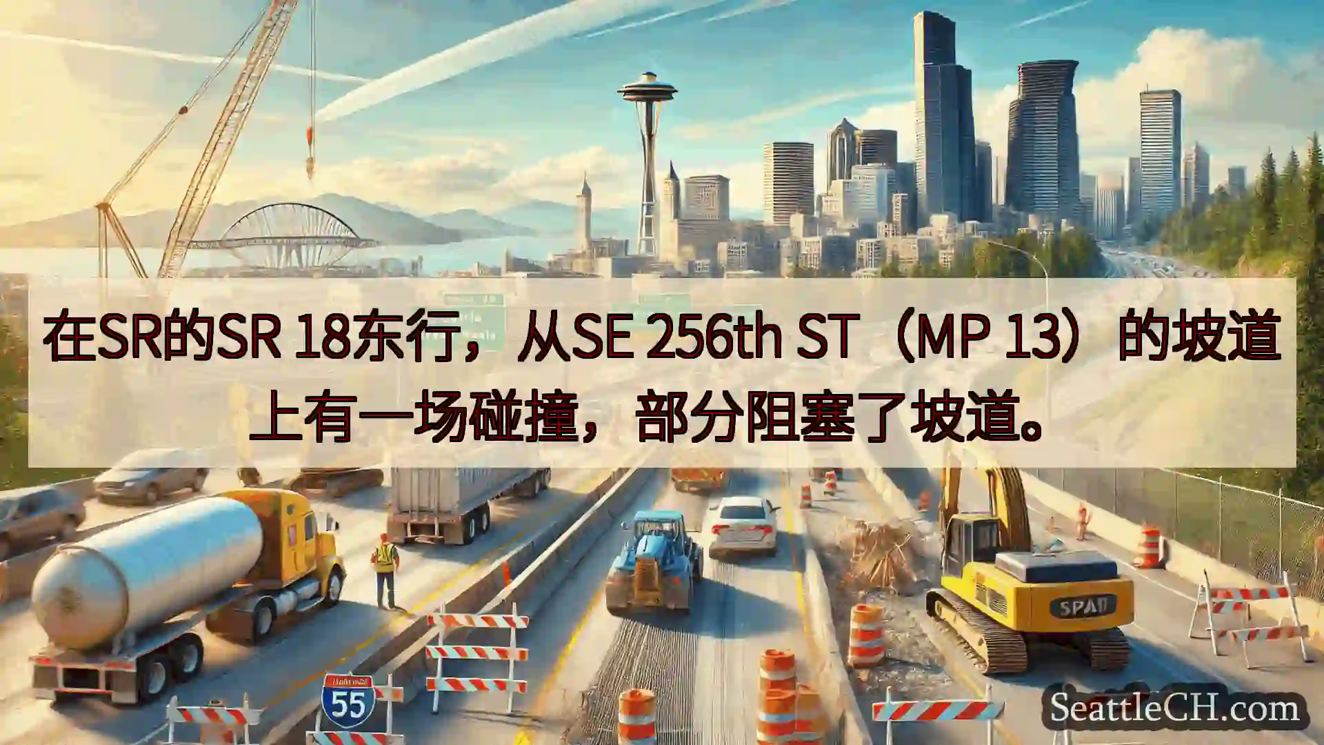 西雅图交通新闻 在SR的SR 18东行，从SE 256th ST（MP