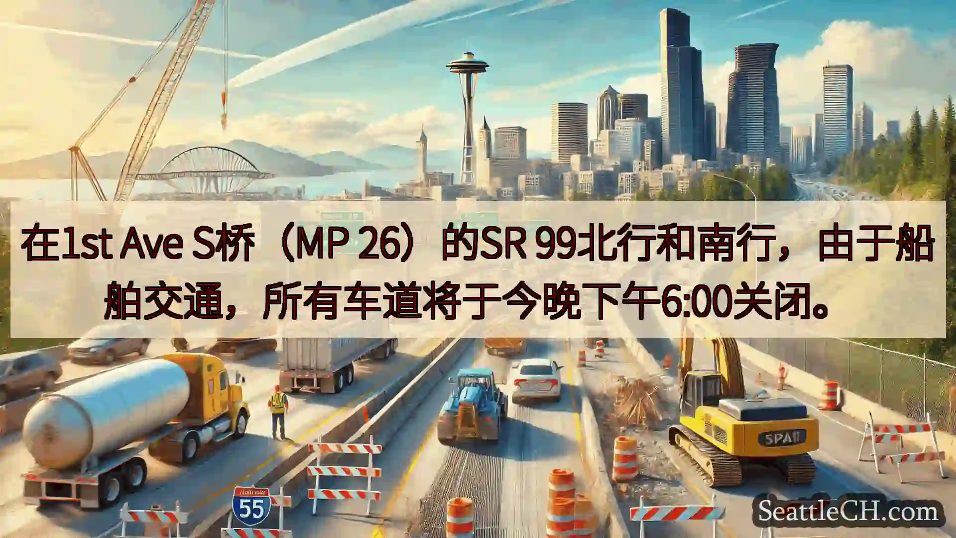 西雅图交通新闻 在1st Ave S桥（MP 26）的SR