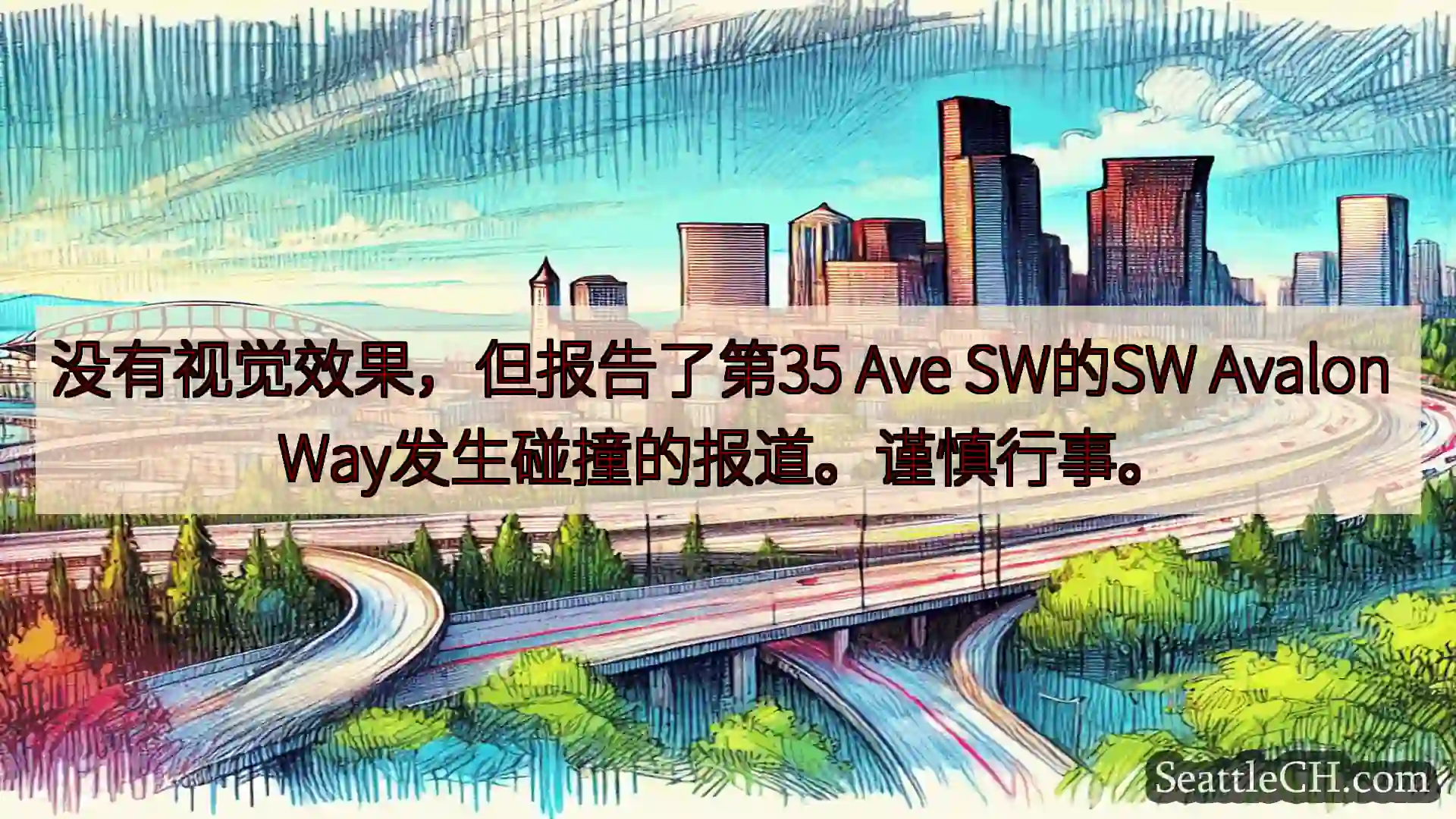 西雅图交通新闻 没有视觉效果，但报告了第35 Ave SW的SW Avalon