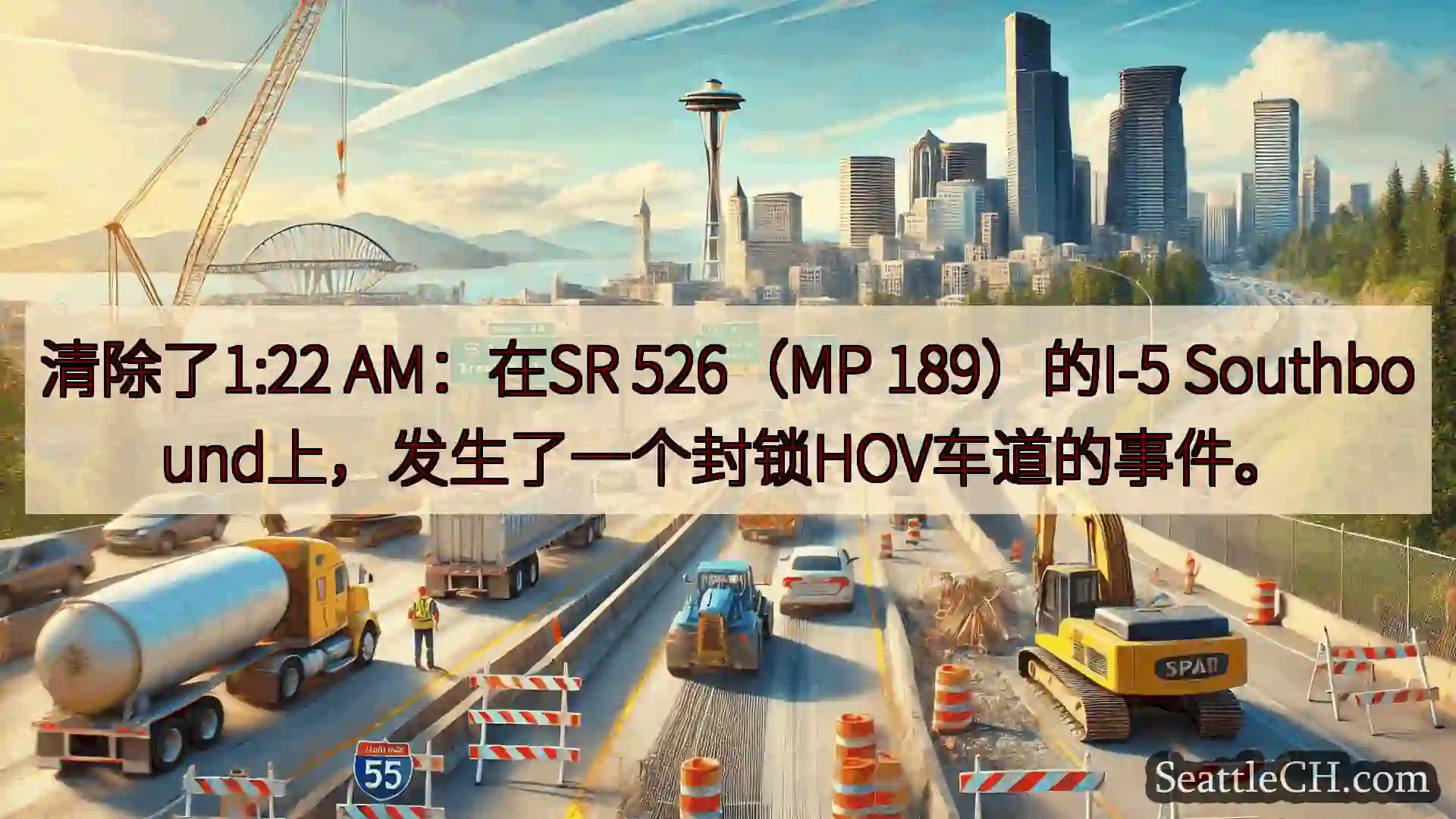 西雅图交通新闻 清除了1:22 AM：在SR 526（MP 189）的I-5