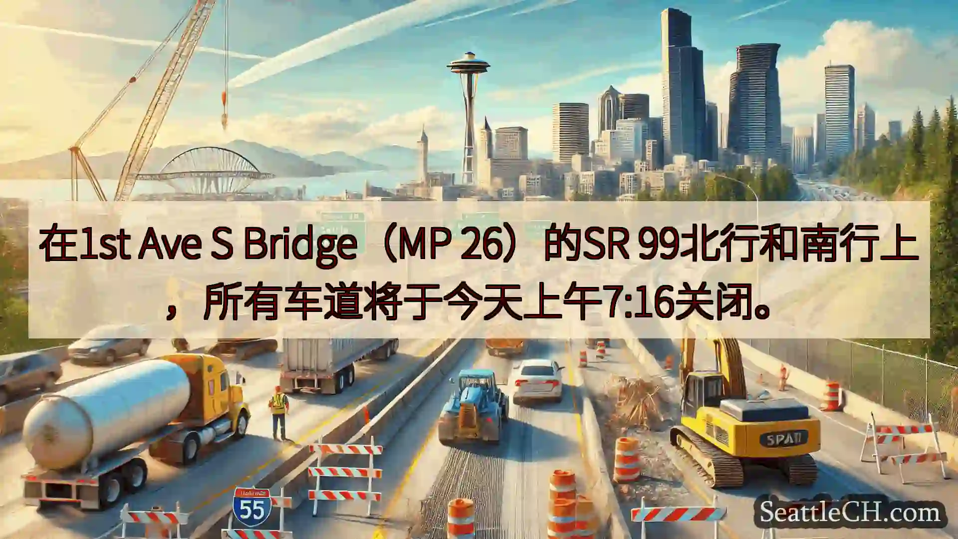 西雅图交通新闻 在1st Ave S Bridge（MP 26）的SR