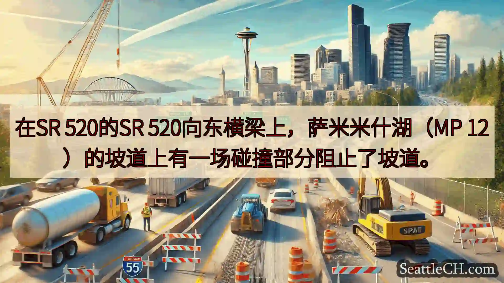 西雅图交通新闻 在SR 520的SR 520向东横梁上，萨米米什湖（MP