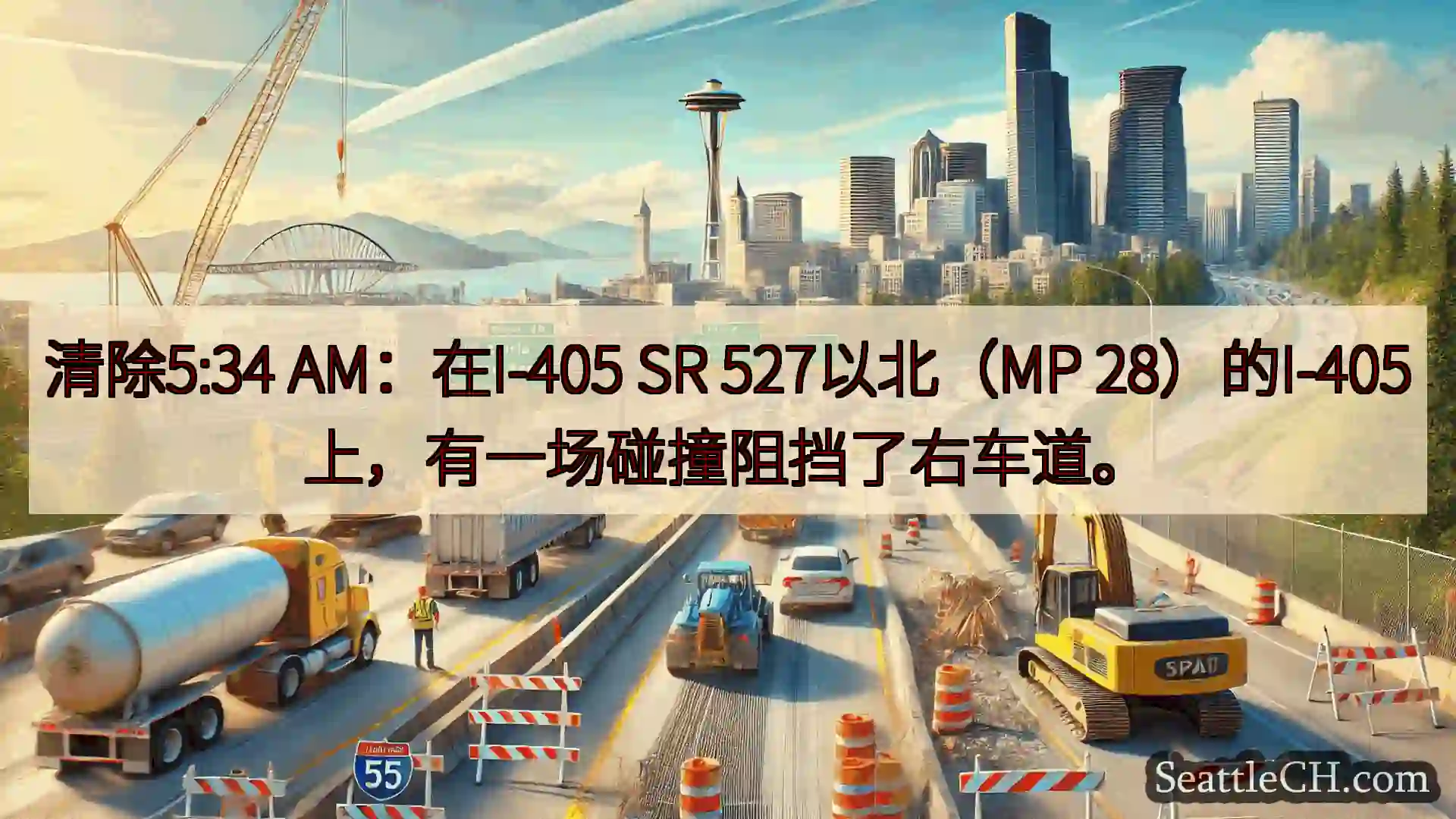 西雅图交通新闻 清除5:34 AM：在I-405 SR 527以北（MP