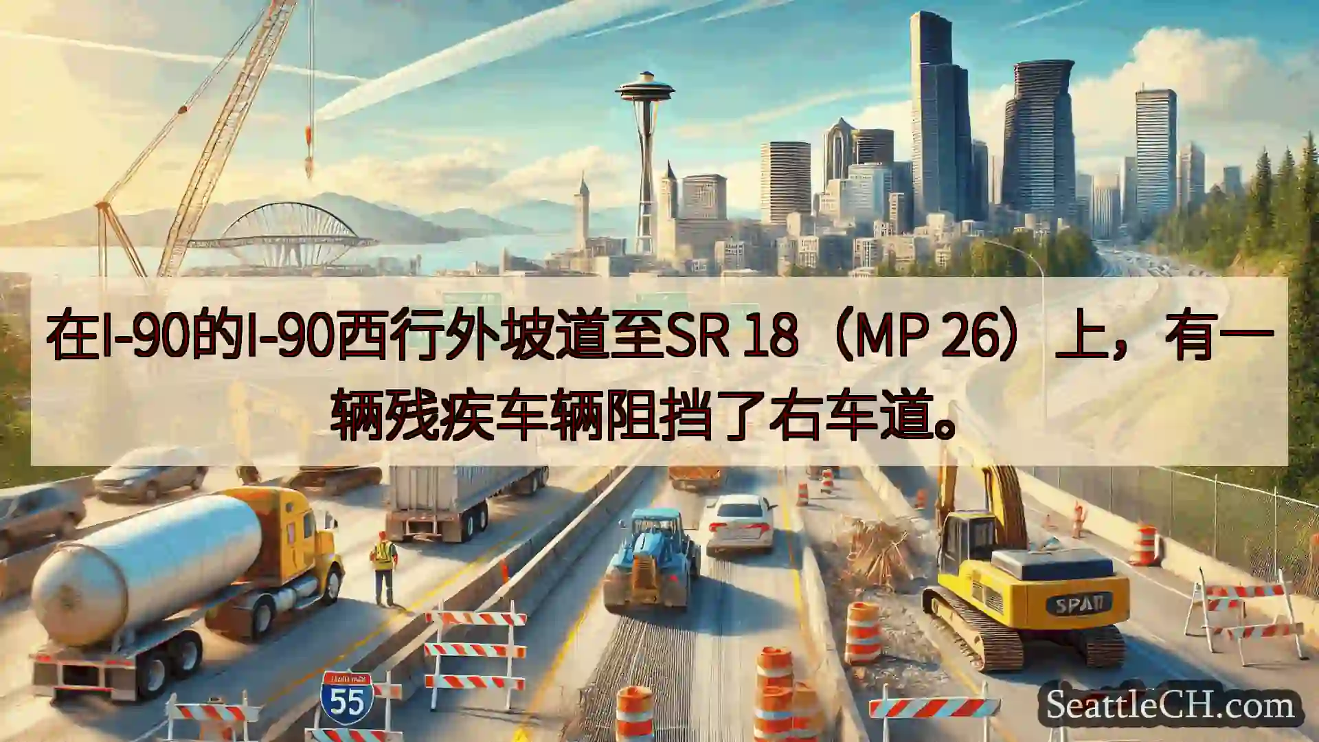西雅图交通新闻 在I-90的I-90西行外坡道至SR 18（MP