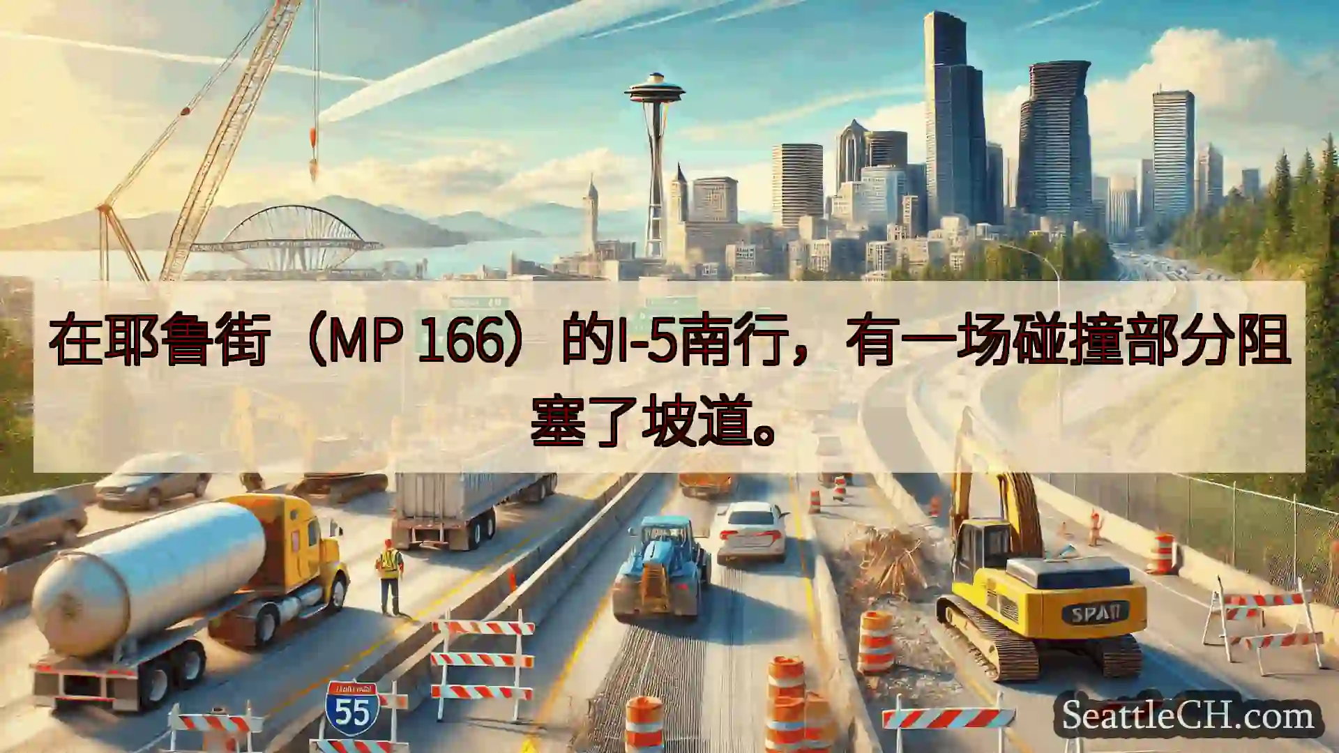 西雅图交通新闻 在耶鲁街（MP 166）的I-5南行，有一场碰撞部分阻塞了坡道。