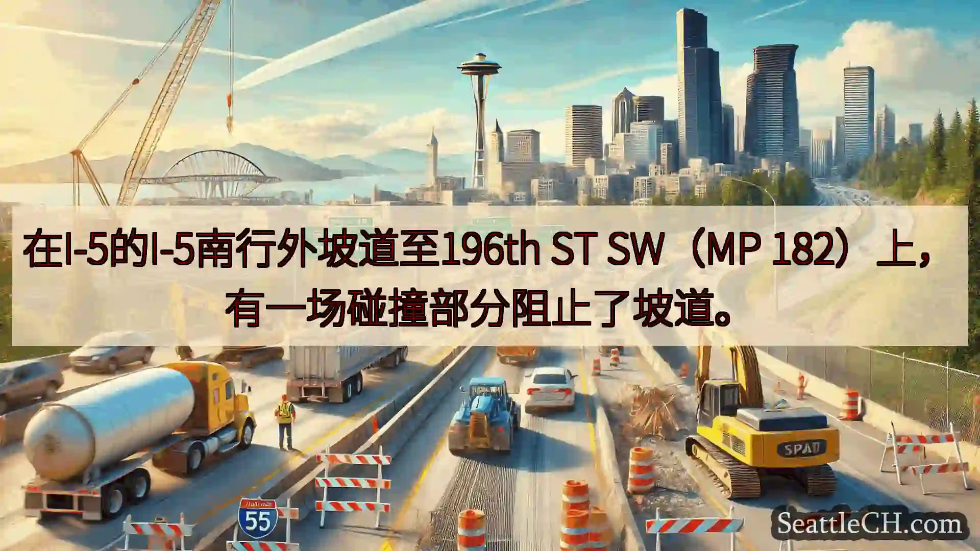 西雅图交通新闻 在I-5的I-5南行外坡道至196th ST SW（MP
