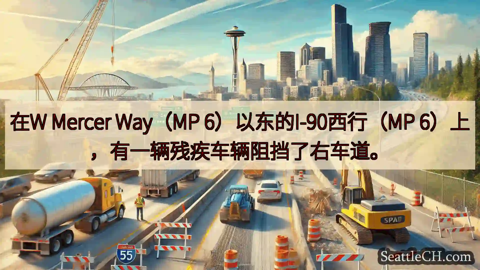 西雅图交通新闻 在W Mercer Way（MP 6）以东的I-90西行（MP