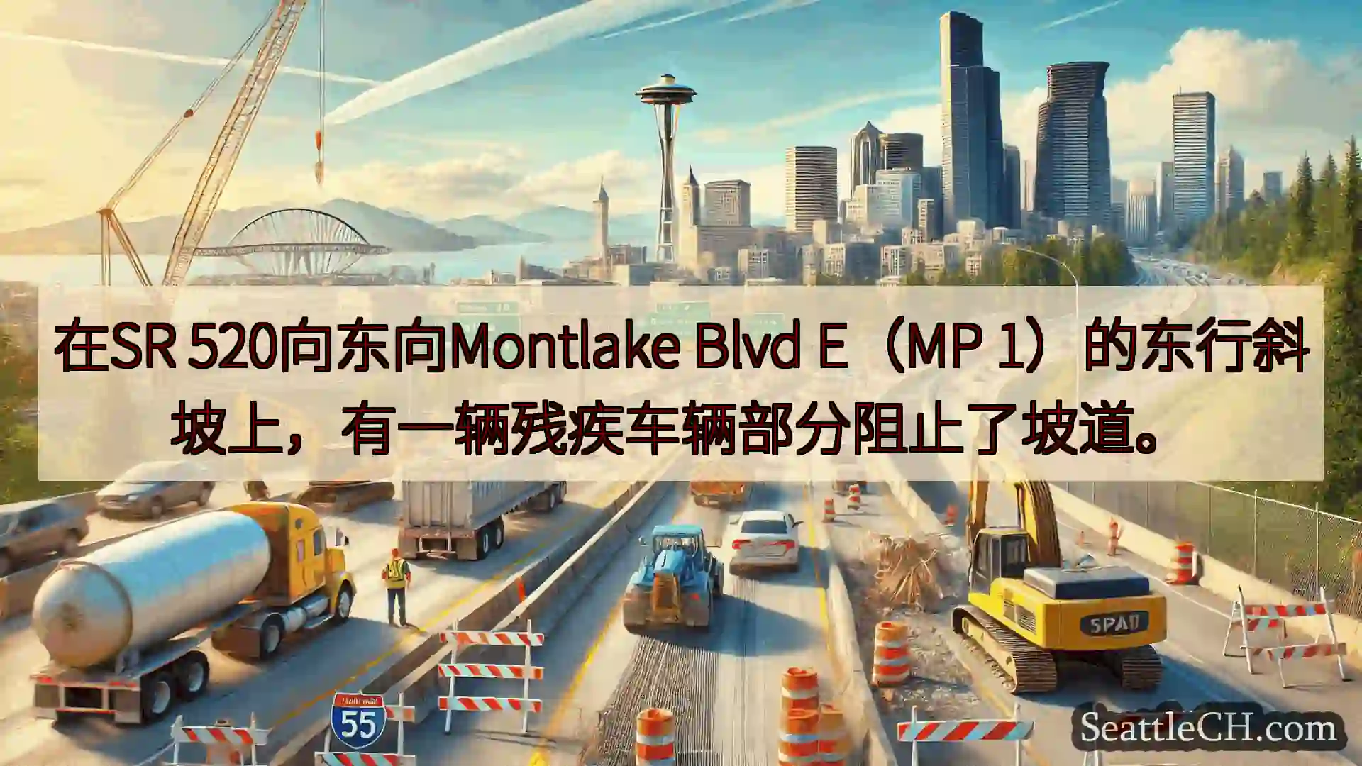 西雅图交通新闻 在SR 520向东向Montlake Blvd E（MP