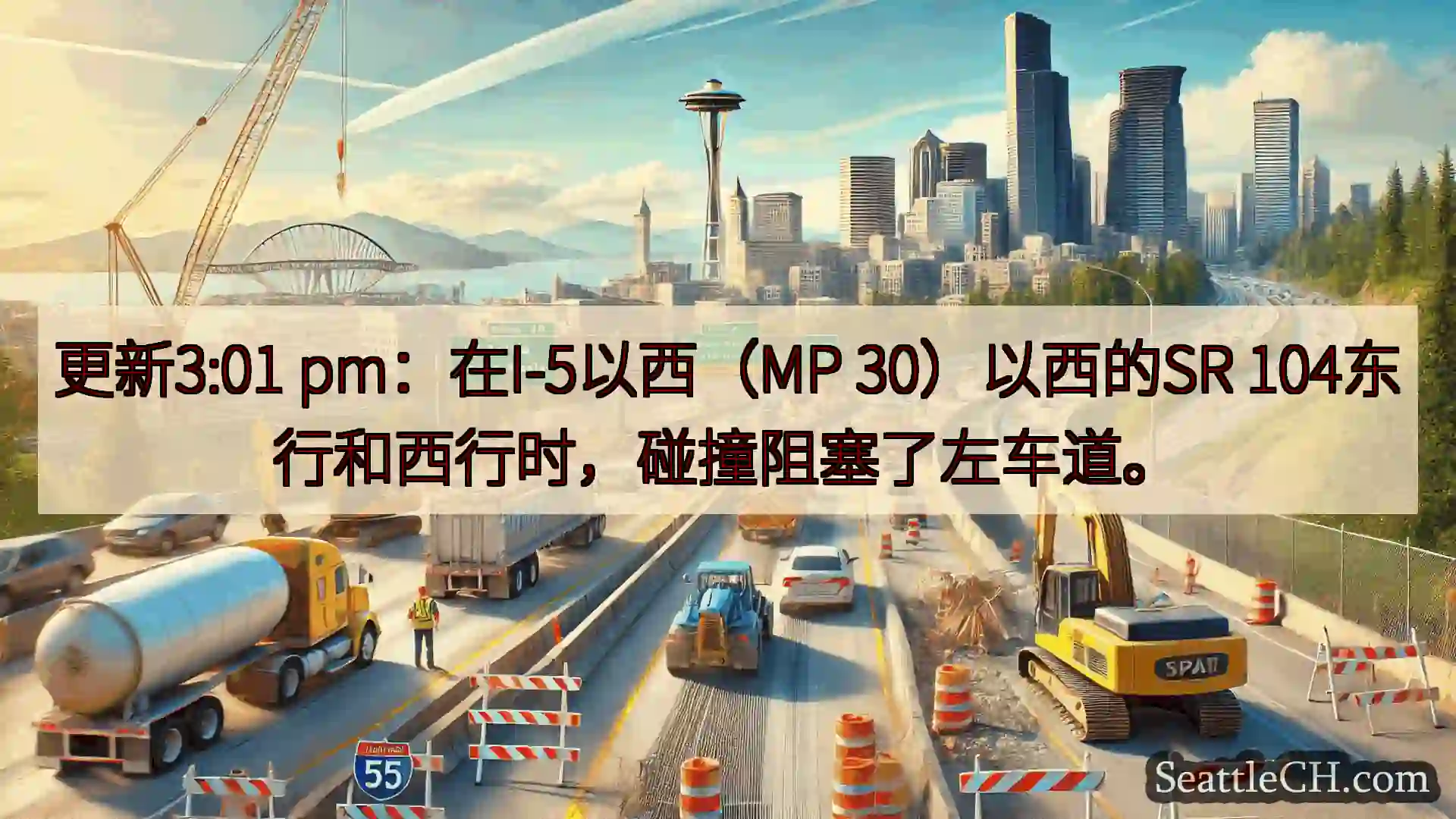 西雅图交通新闻 更新3:01 pm：在I-5以西（MP 30）以西的SR