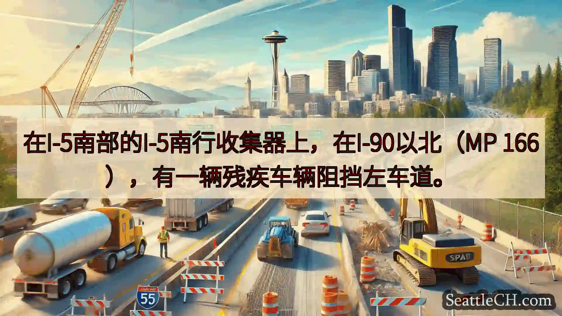 西雅图交通新闻 在I-5南部的I-5南行收集器上，在I-90以北（MP