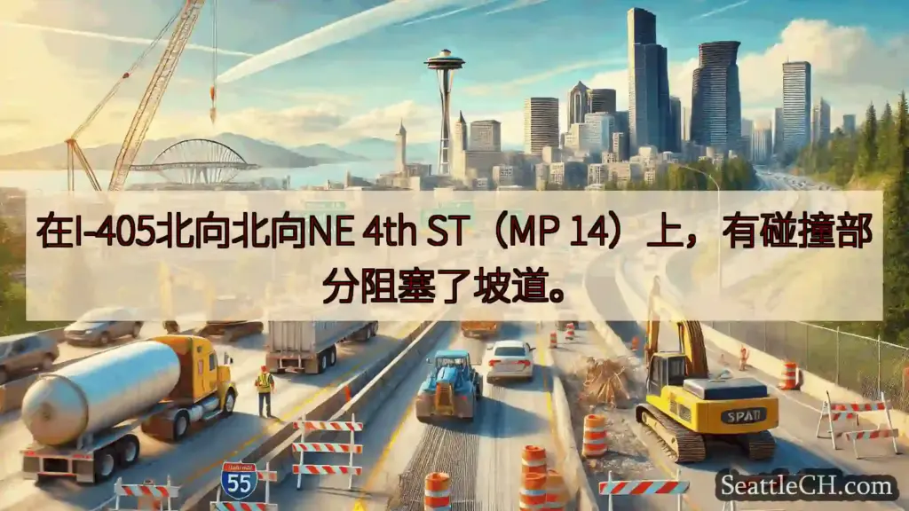 西雅图交通新闻 在I-405北向北向NE 4th ST（MP