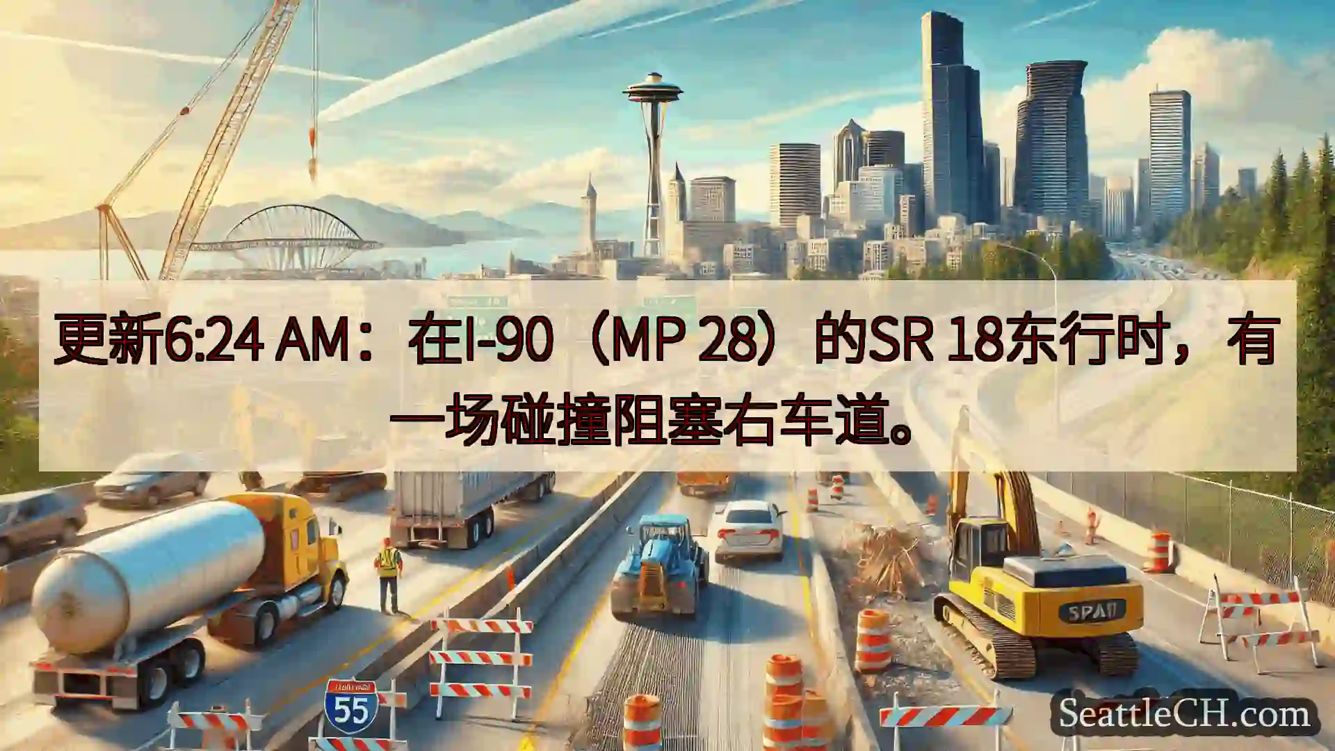 西雅图交通新闻 更新6:24 AM：在I-90（MP 28）的SR