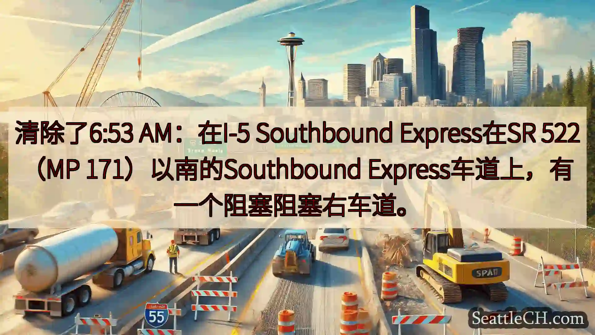 西雅图交通新闻 清除了6:53 AM：在I-5 Southbound