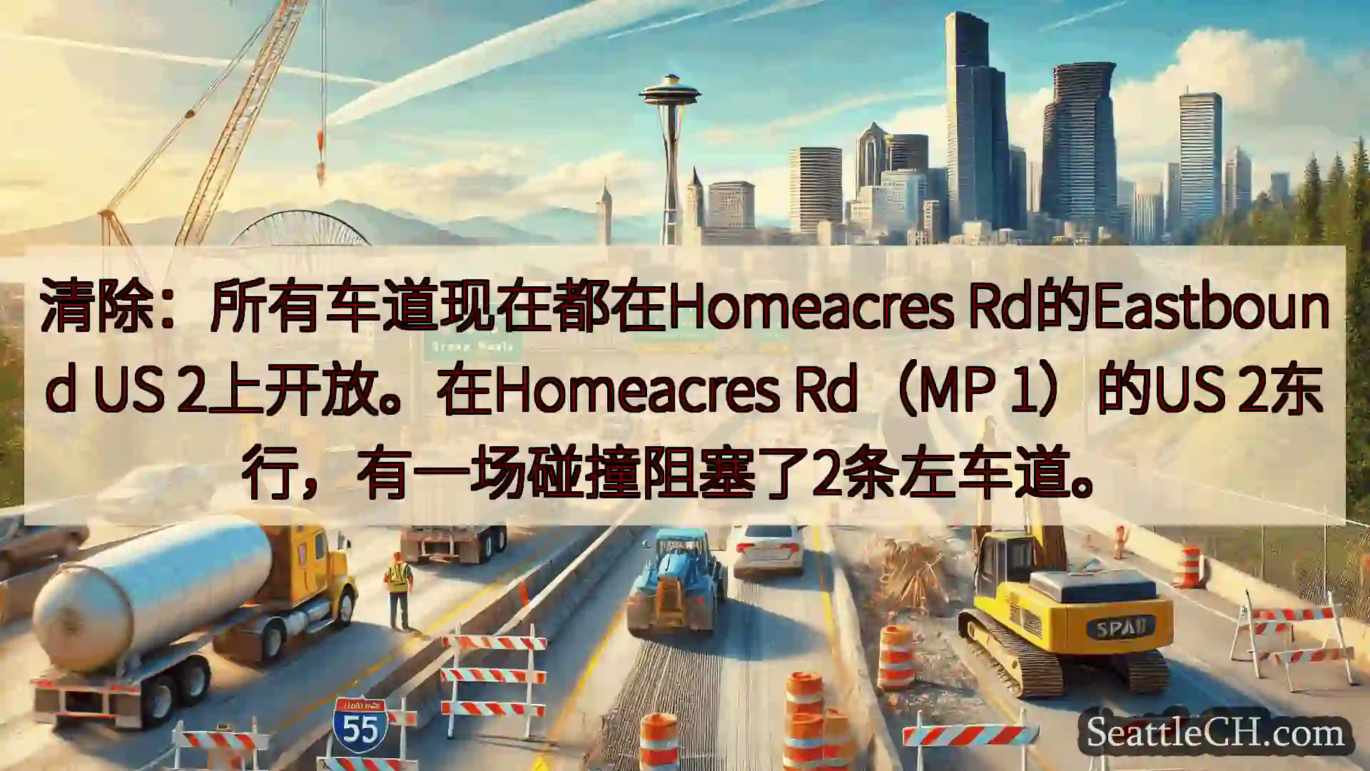 西雅图交通新闻 清除：所有车道现在都在Homeacres Rd的Eastbound