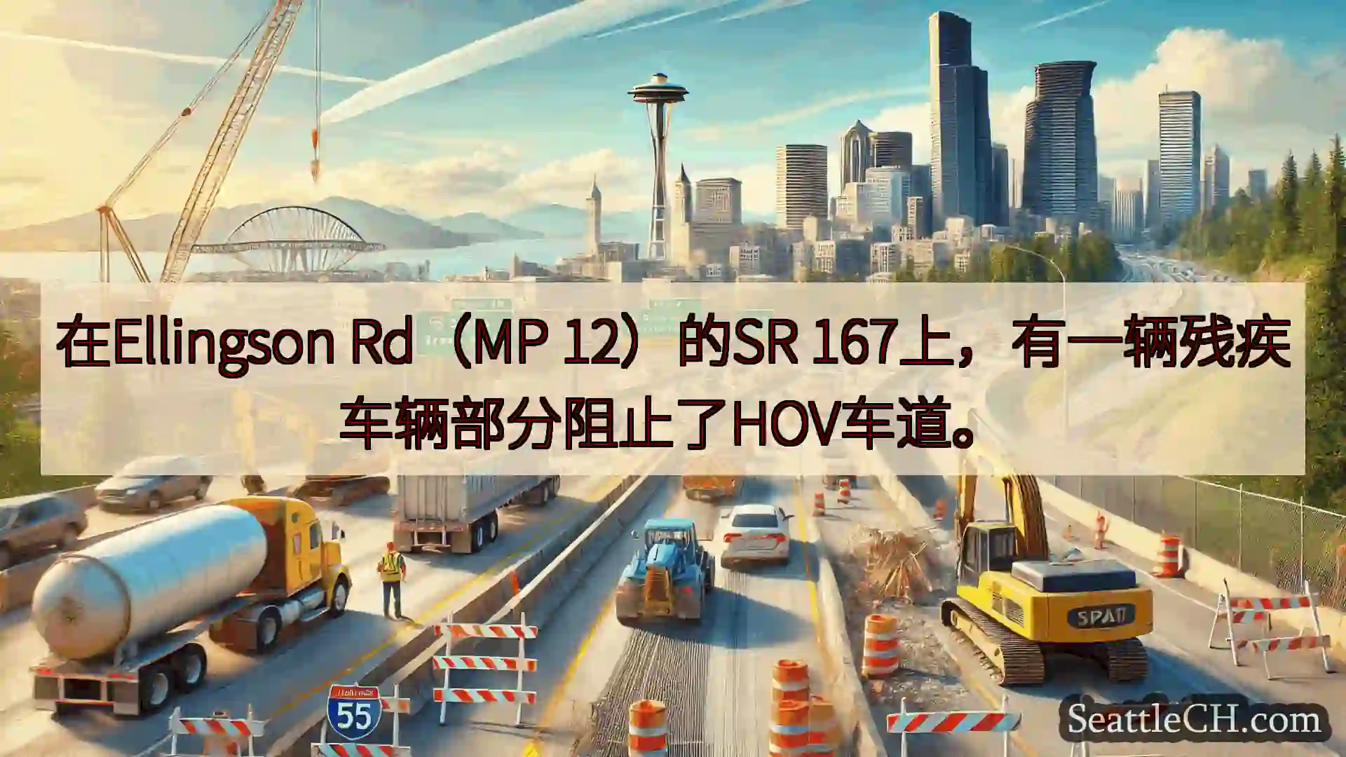 西雅图交通新闻 在Ellingson Rd（MP 12）的SR