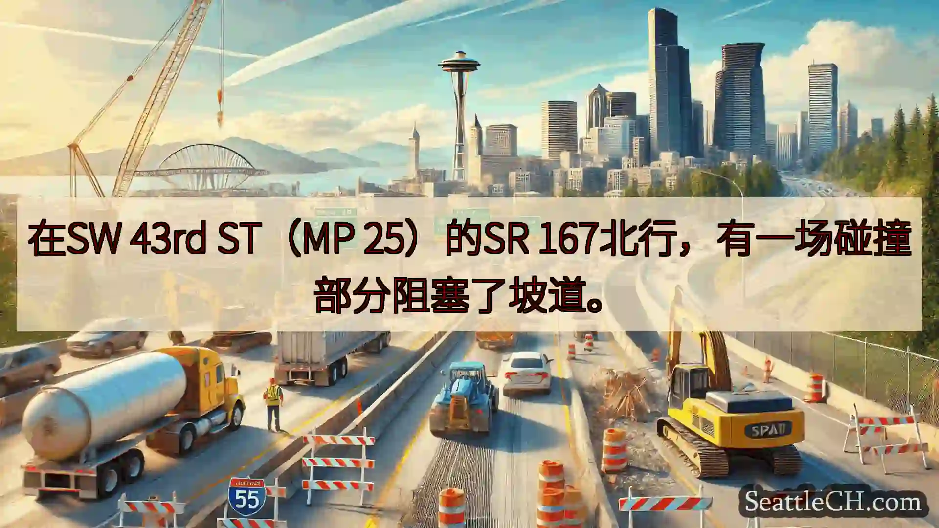 西雅图交通新闻 在SW 43rd ST（MP 25）的SR