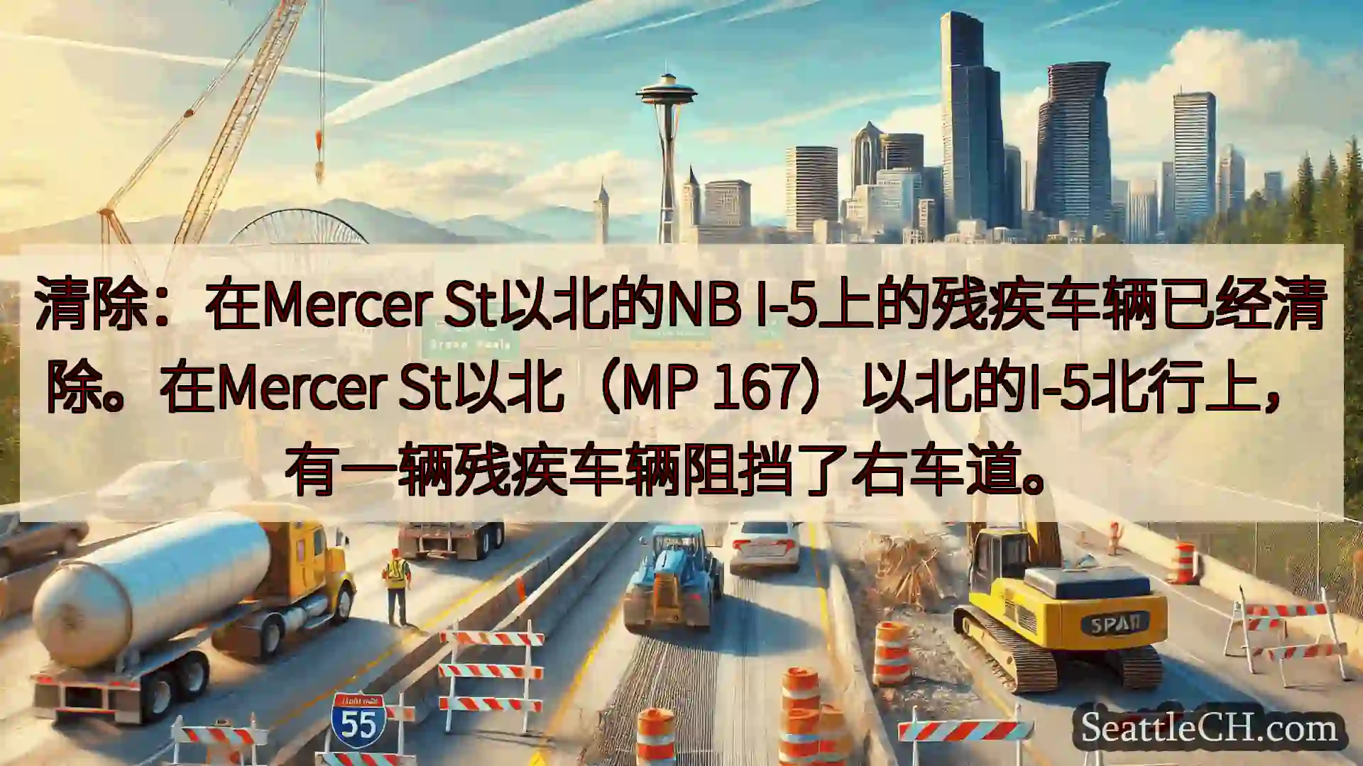 西雅图交通新闻 清除：在Mercer St以北的NB