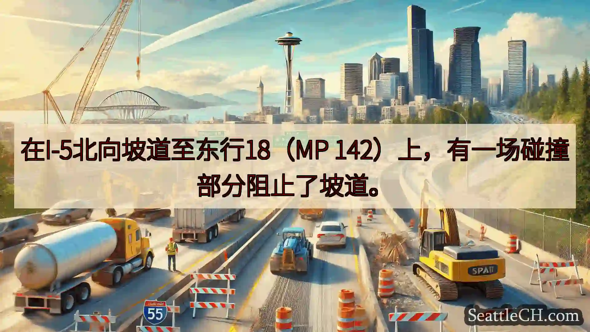 西雅图交通新闻 在I-5北向坡道至东行18（MP