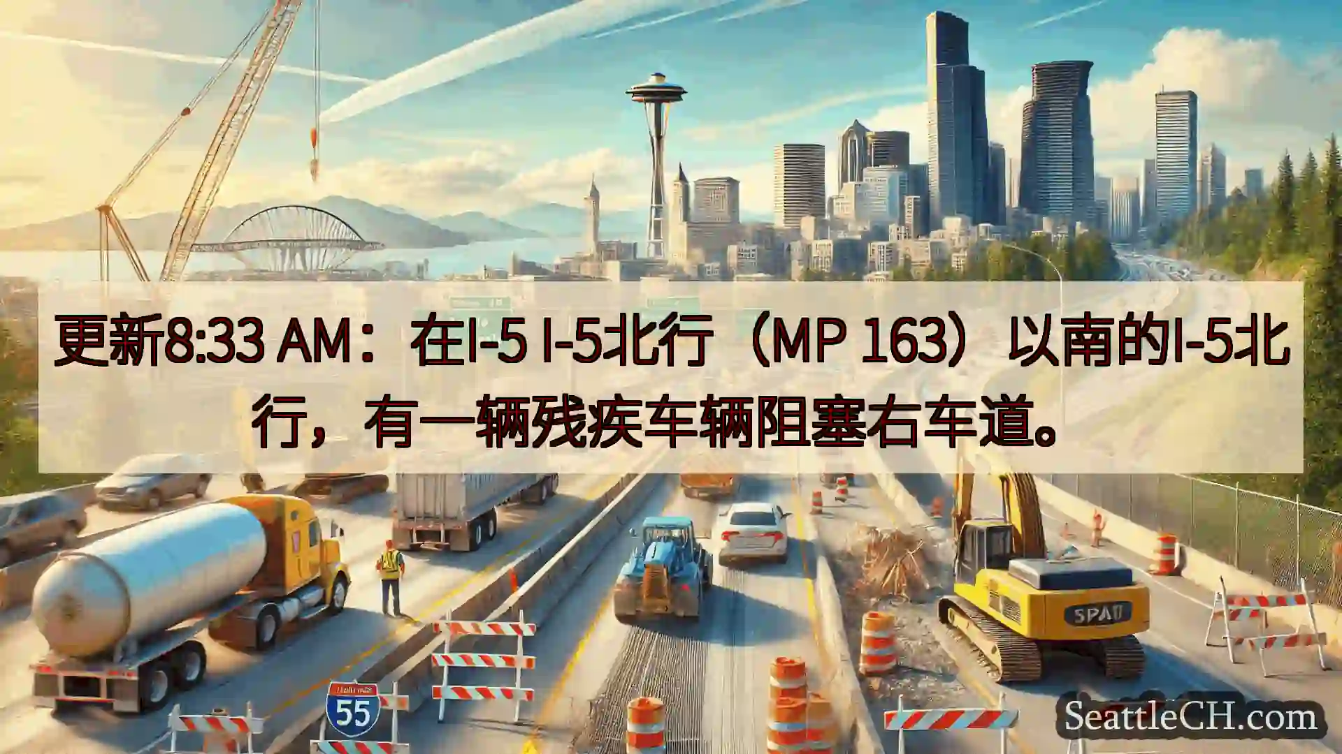 西雅图交通新闻 更新8:33 AM：在I-5 I-5北行（MP