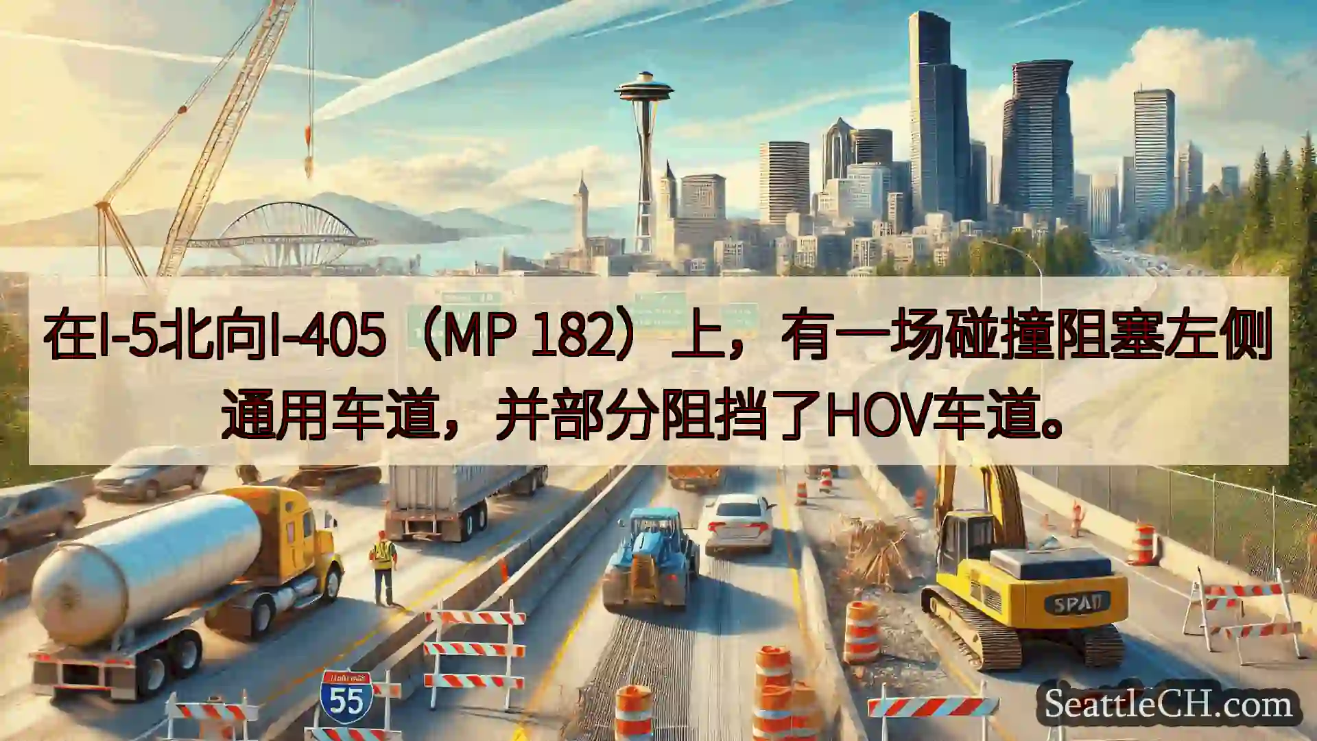 西雅图交通新闻 在I-5北向I-405（MP