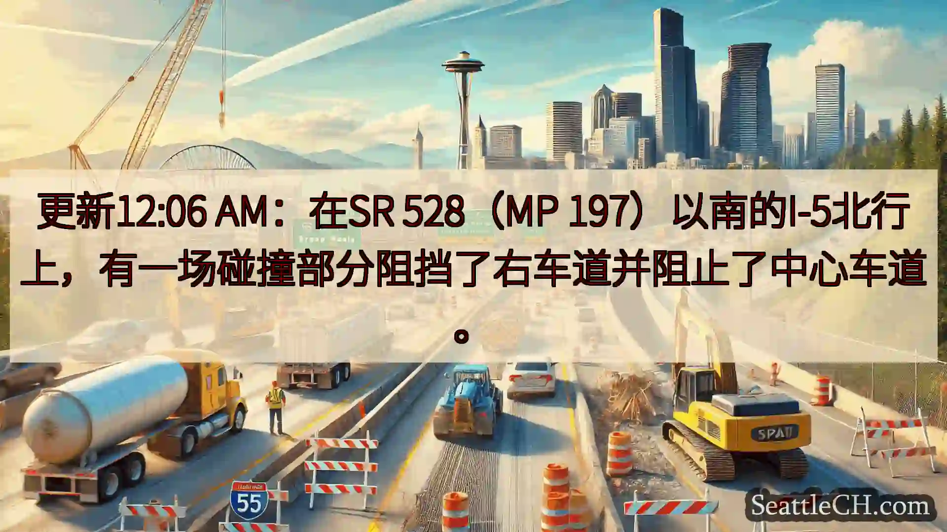 西雅图交通新闻 更新12:06 AM：在SR 528（MP