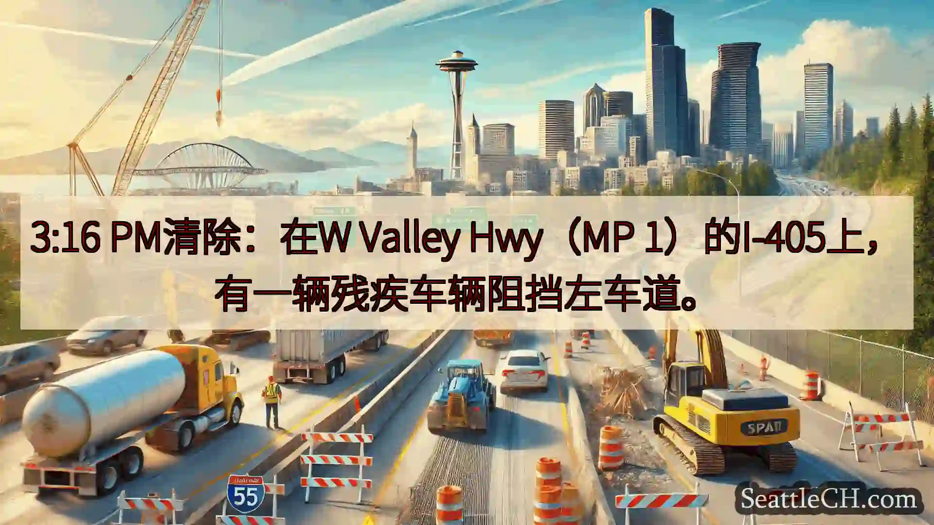 西雅图交通新闻 3:16 PM清除：在W Valley Hwy（MP