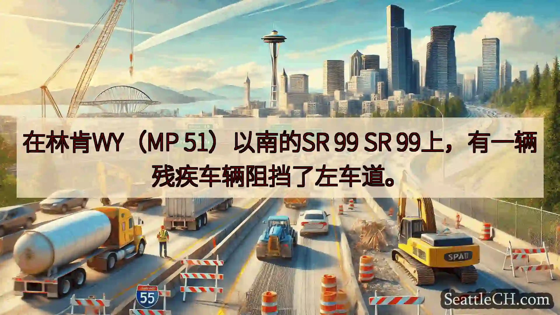 西雅图交通新闻 在林肯WY（MP 51）以南的SR 99 SR