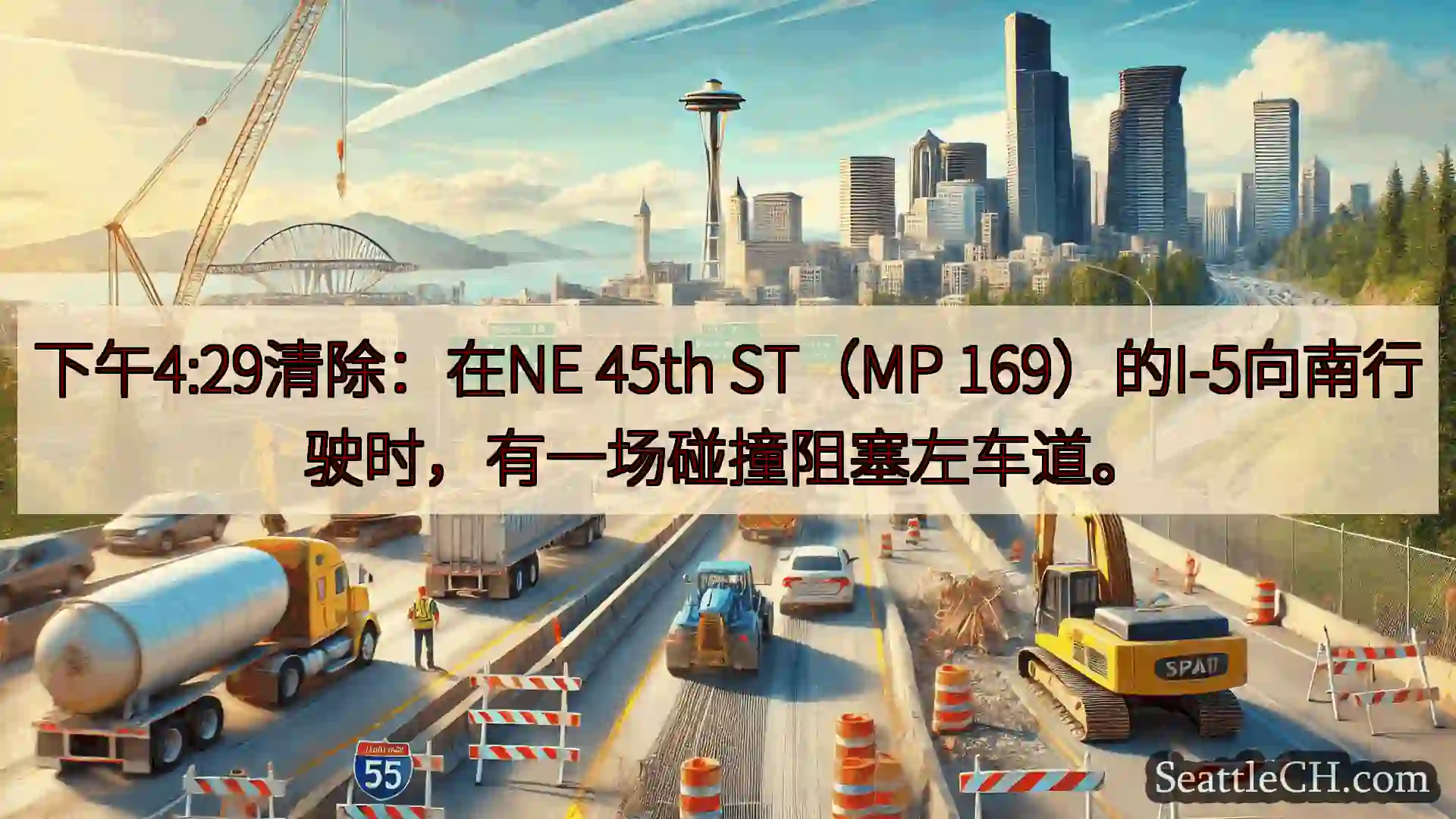 西雅图交通新闻 下午4:29清除：在NE 45th ST（MP