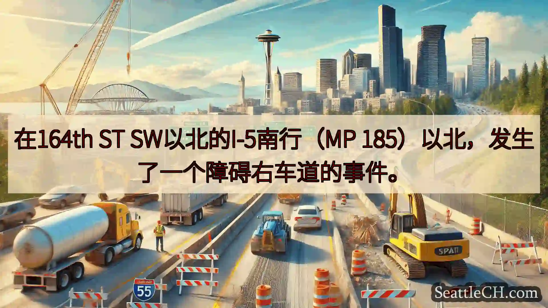 西雅图交通新闻 在164th ST SW以北的I-5南行（MP