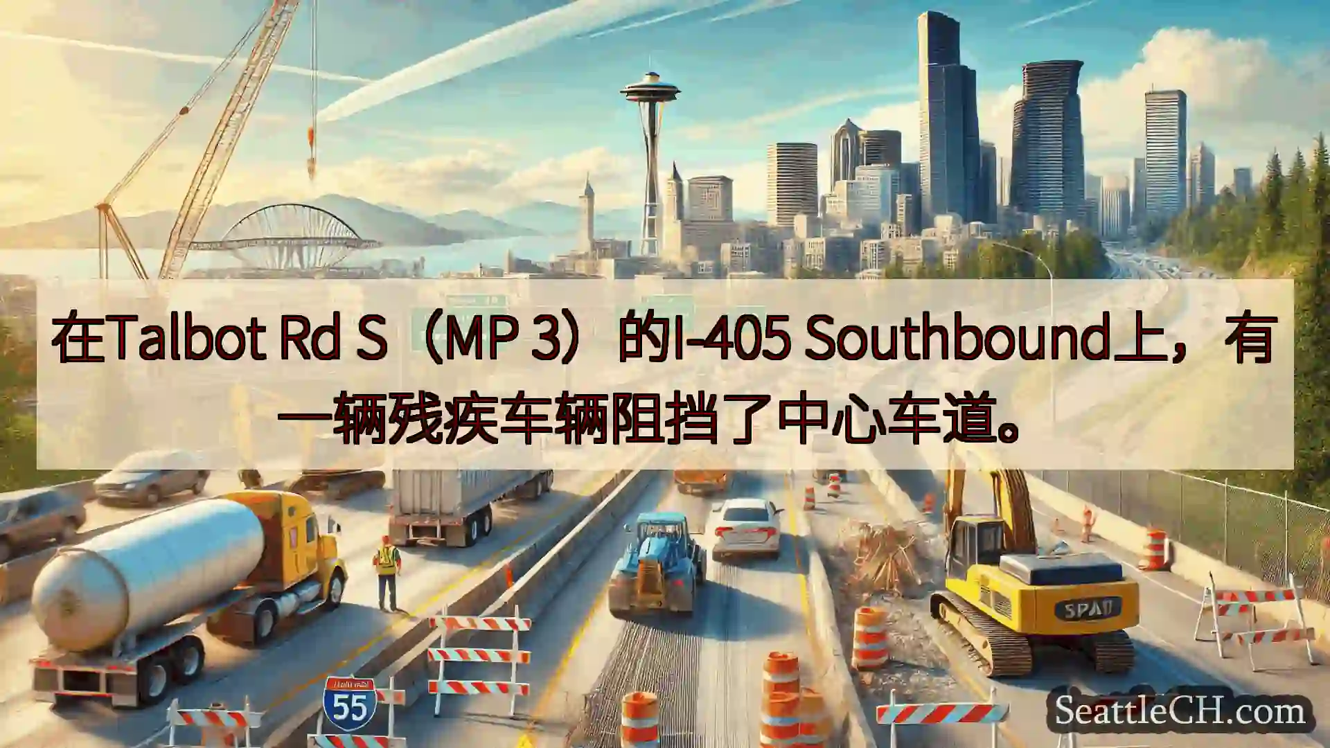 西雅图交通新闻 在Talbot Rd S（MP 3）的I-405