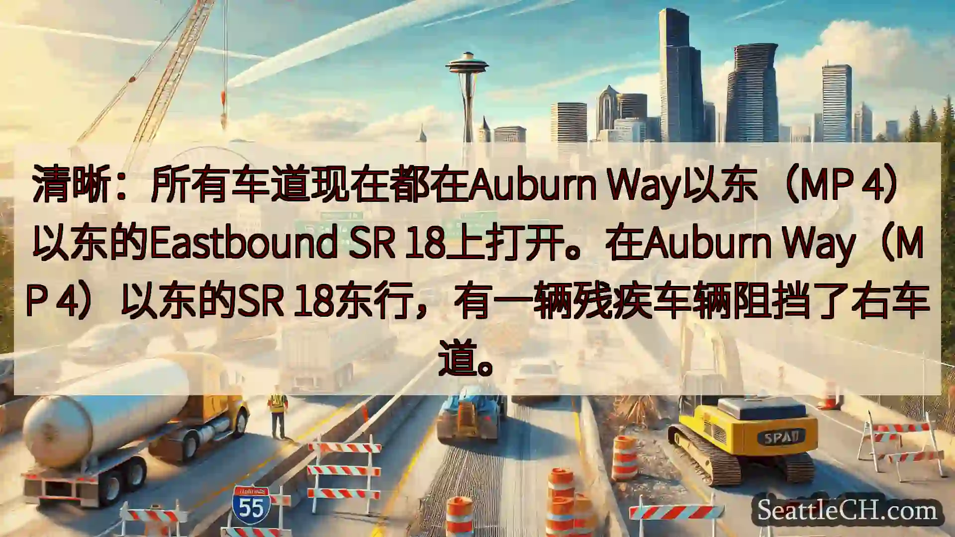 西雅图交通新闻 清晰：所有车道现在都在Auburn Way以东（MP