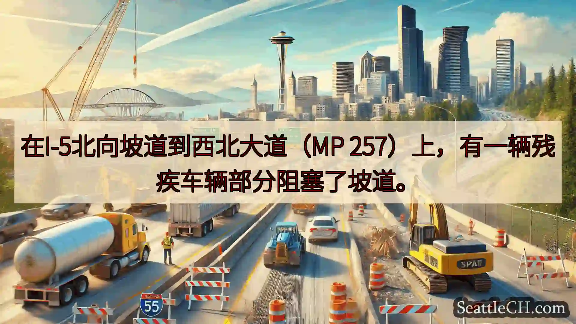 西雅图交通新闻 在I-5北向坡道到西北大道（MP