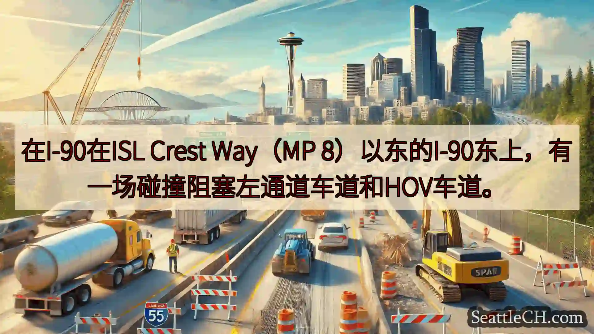 西雅图交通新闻 在I-90在ISL Crest Way（MP