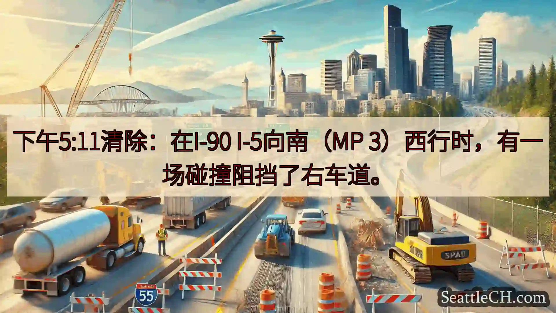 西雅图交通新闻 下午5:11清除：在I-90 I-5向南（MP