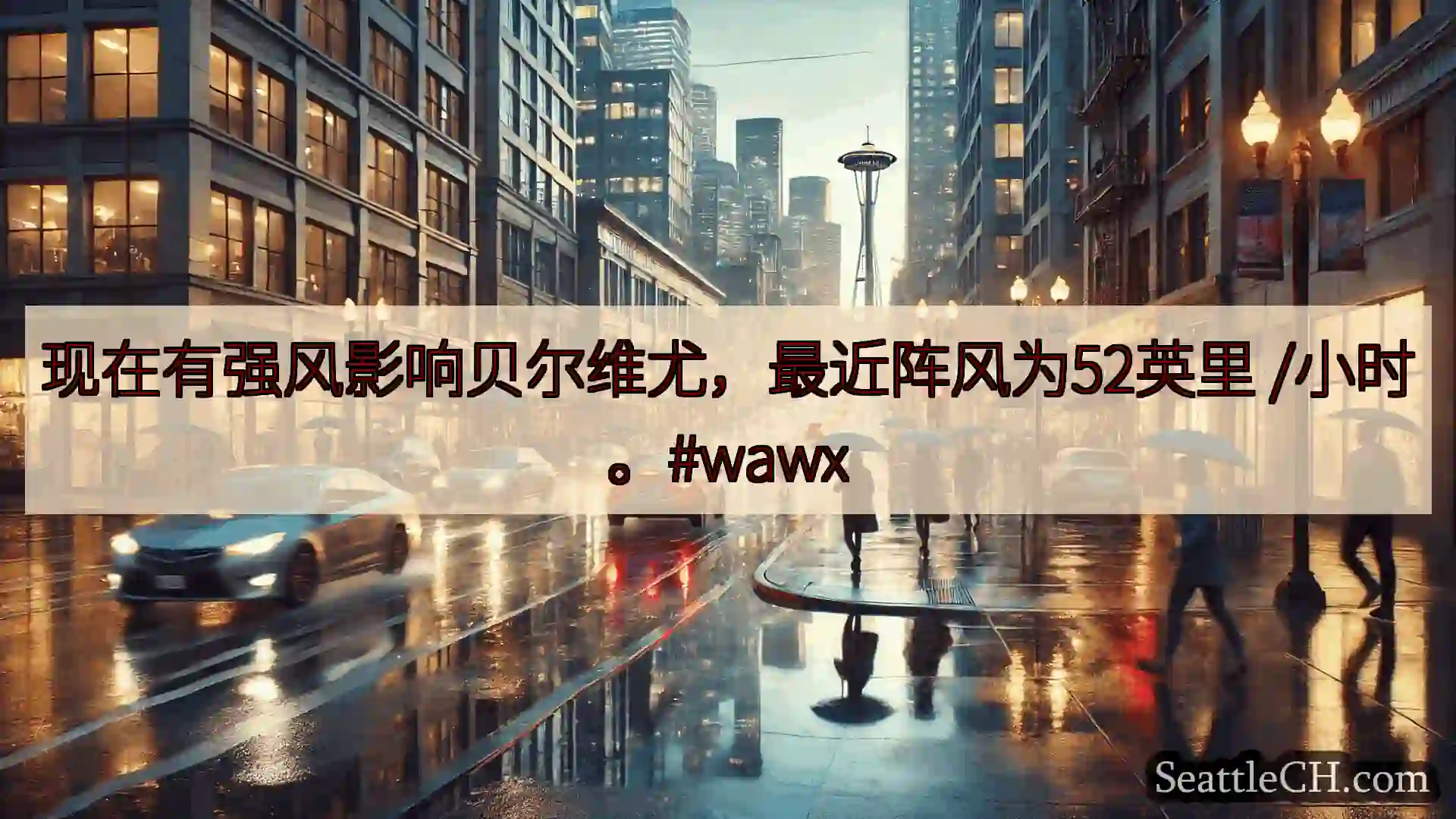 西雅图天气新闻 现在有强风影响贝尔维尤，最近阵风为52英里 /小时。#wawx