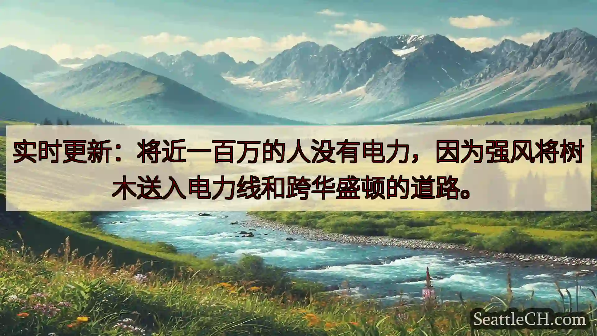 西雅图新闻 实时更新：将近一百万的人没有电力，因为强风将树木送入电力线和跨华盛顿的