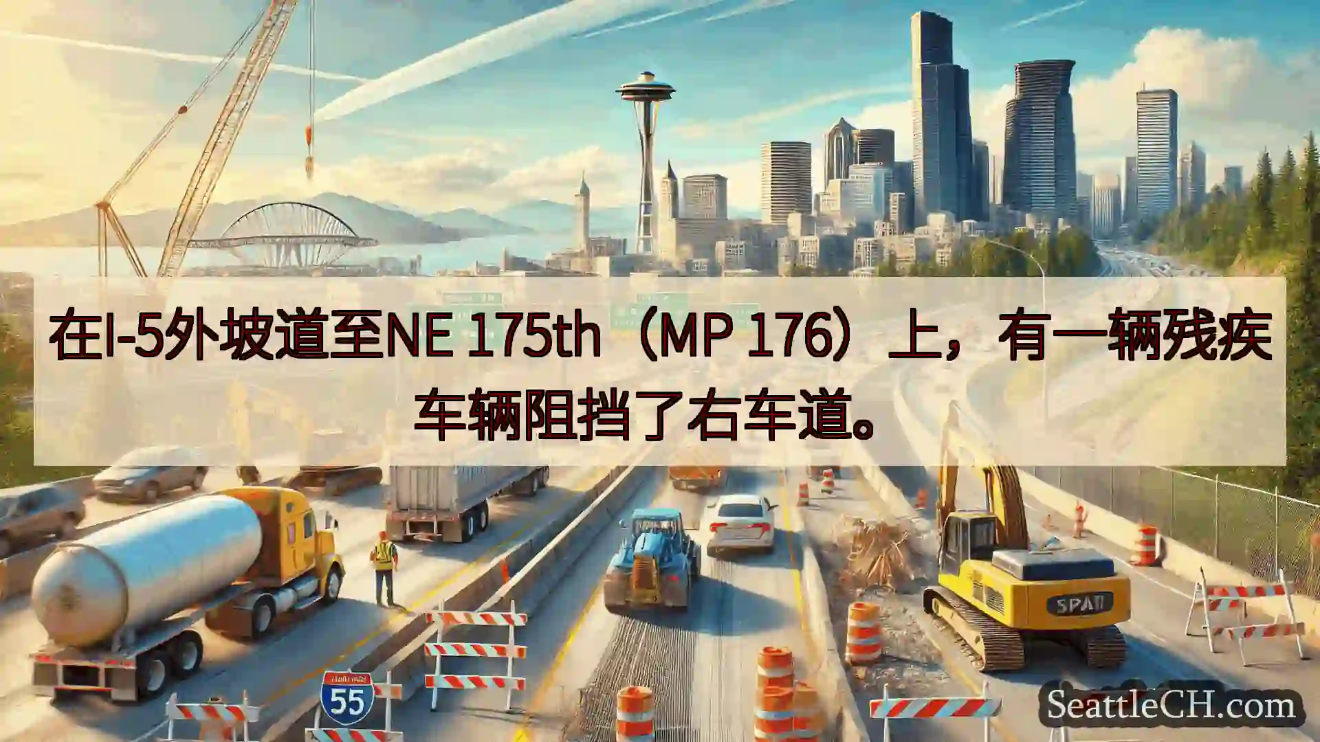 西雅图交通新闻 在I-5外坡道至NE 175th（MP