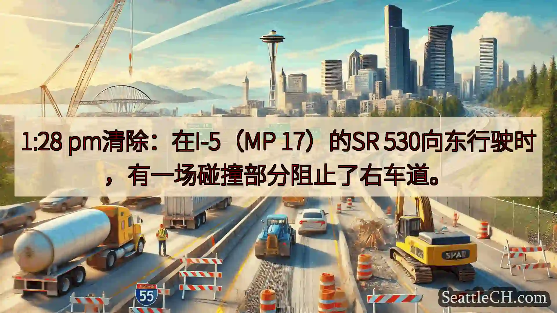 西雅图交通新闻 1:28 pm清除：在I-5（MP 17）的SR