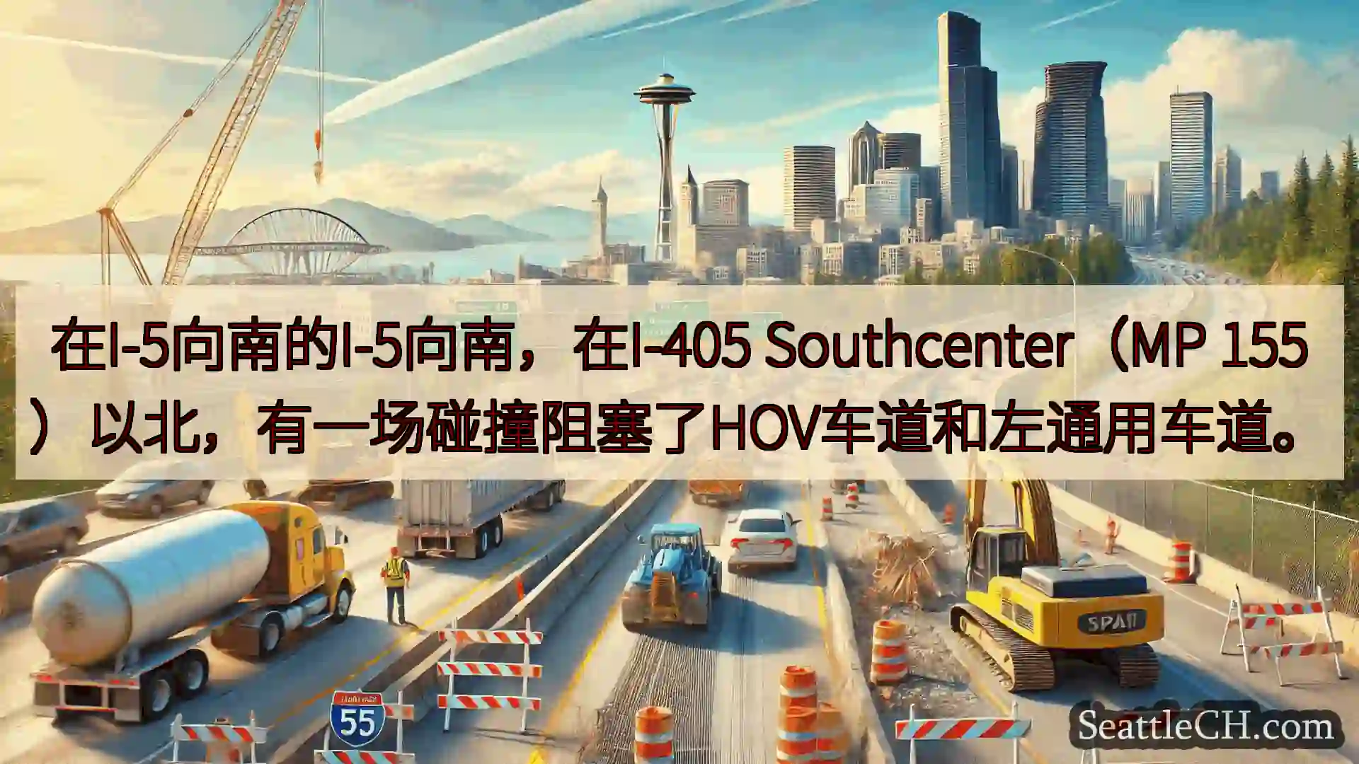 西雅图交通新闻 在I-5向南的I-5向南，在I-405 Southcenter（MP