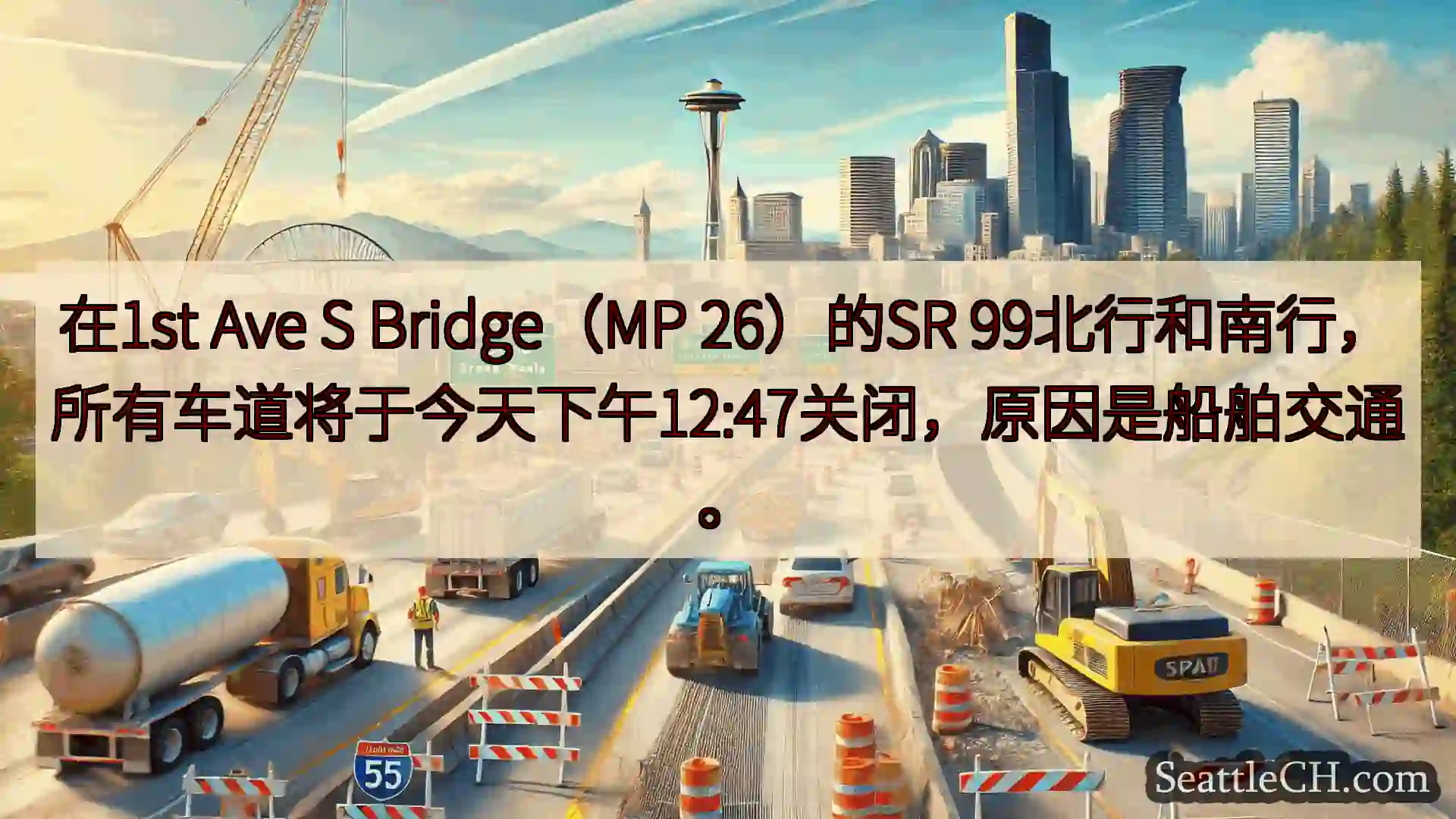 西雅图交通新闻 在1st Ave S Bridge（MP 26）的SR