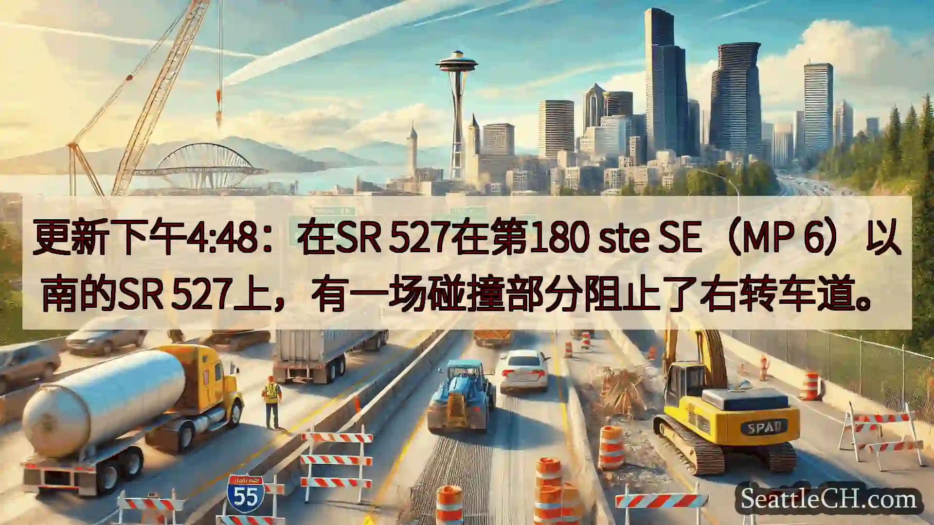 西雅图交通新闻 更新下午4:48：在SR 527在第180 ste SE（MP