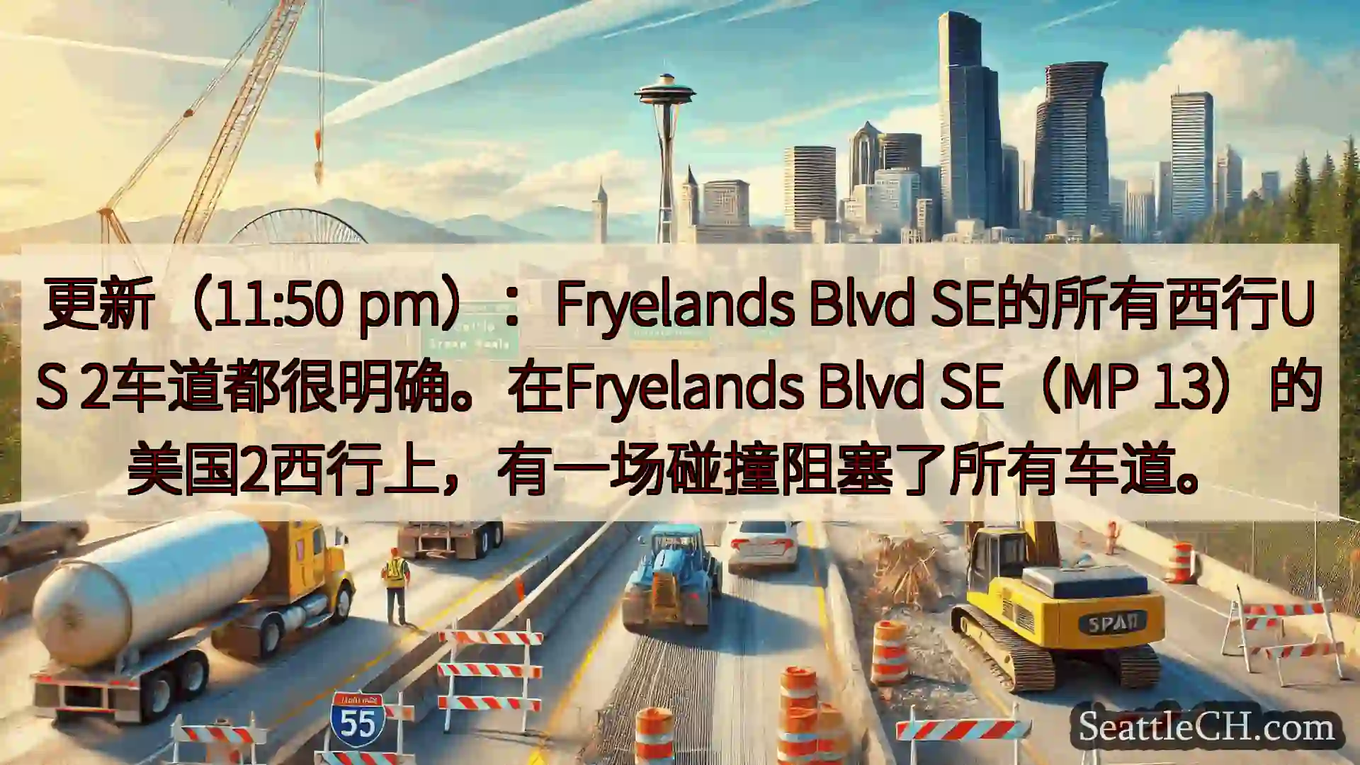 西雅图交通新闻 更新（11:50 pm）：Fryelands Blvd