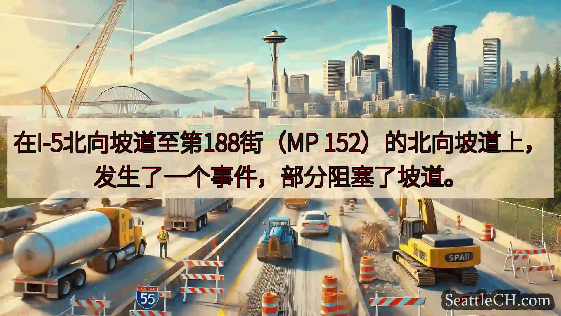 西雅图交通新闻 在I-5北向坡道至第188街（MP