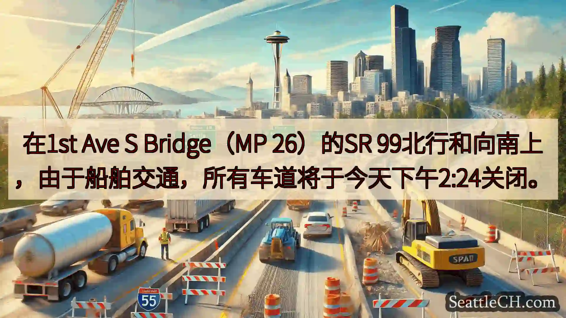 西雅图交通新闻 在1st Ave S Bridge（MP 26）的SR