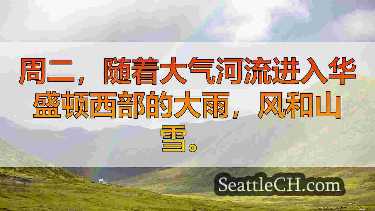 西雅图的牙套，用于浸雨，来自传入大气河的阵风