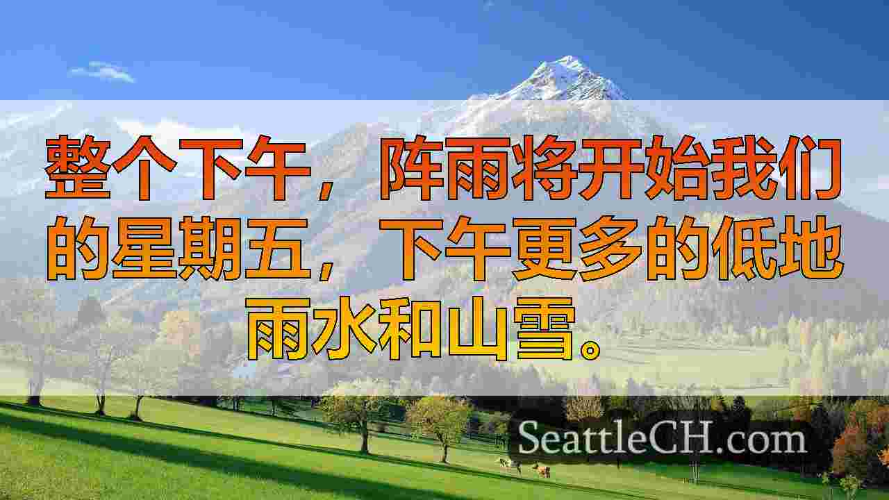 西雅图的天气：星期五晚上雨水和微风