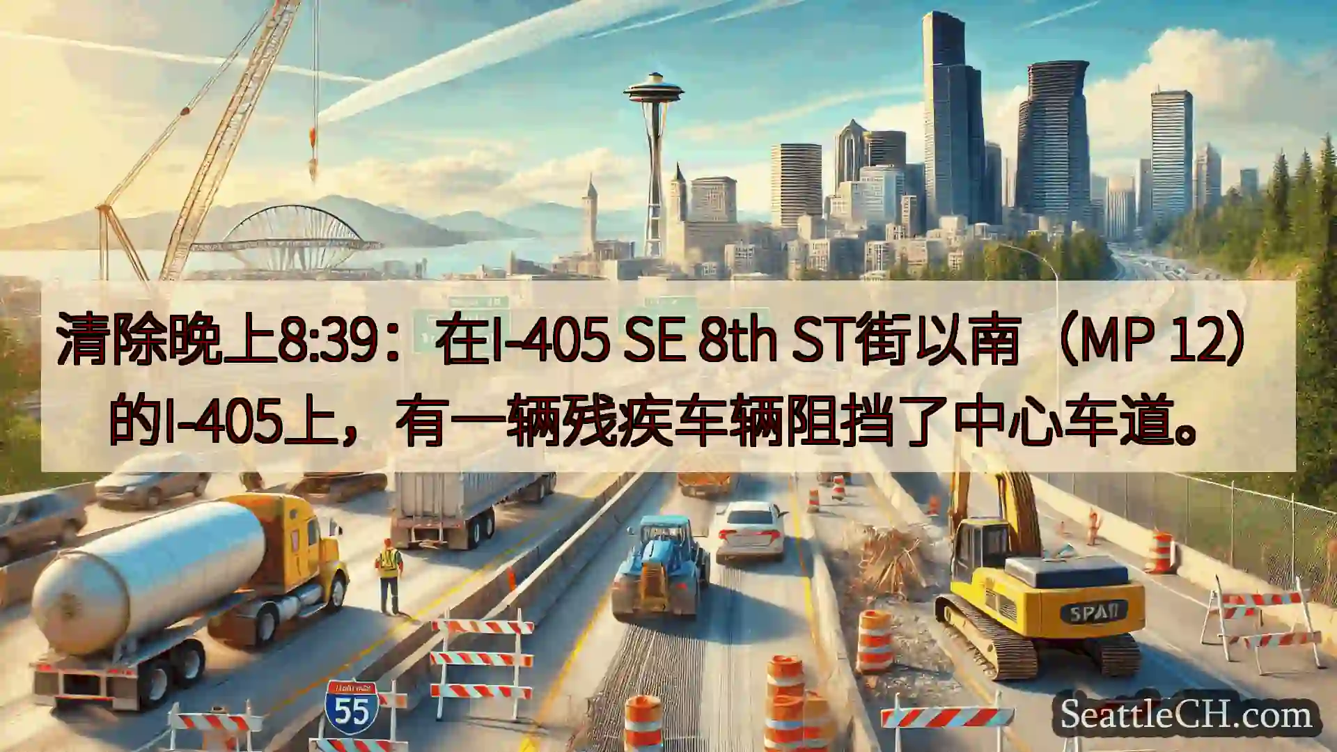 西雅图交通新闻 清除晚上8:39：在I-405 SE 8th ST街以南（MP