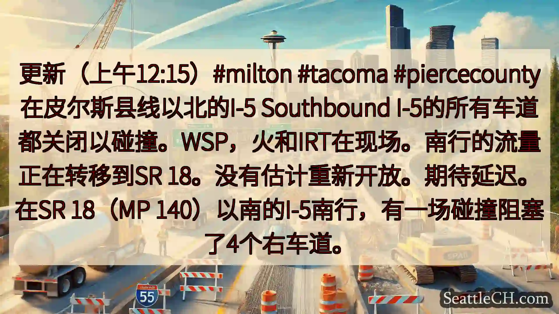 西雅图交通新闻 更新（上午12:15）#milton #tacoma